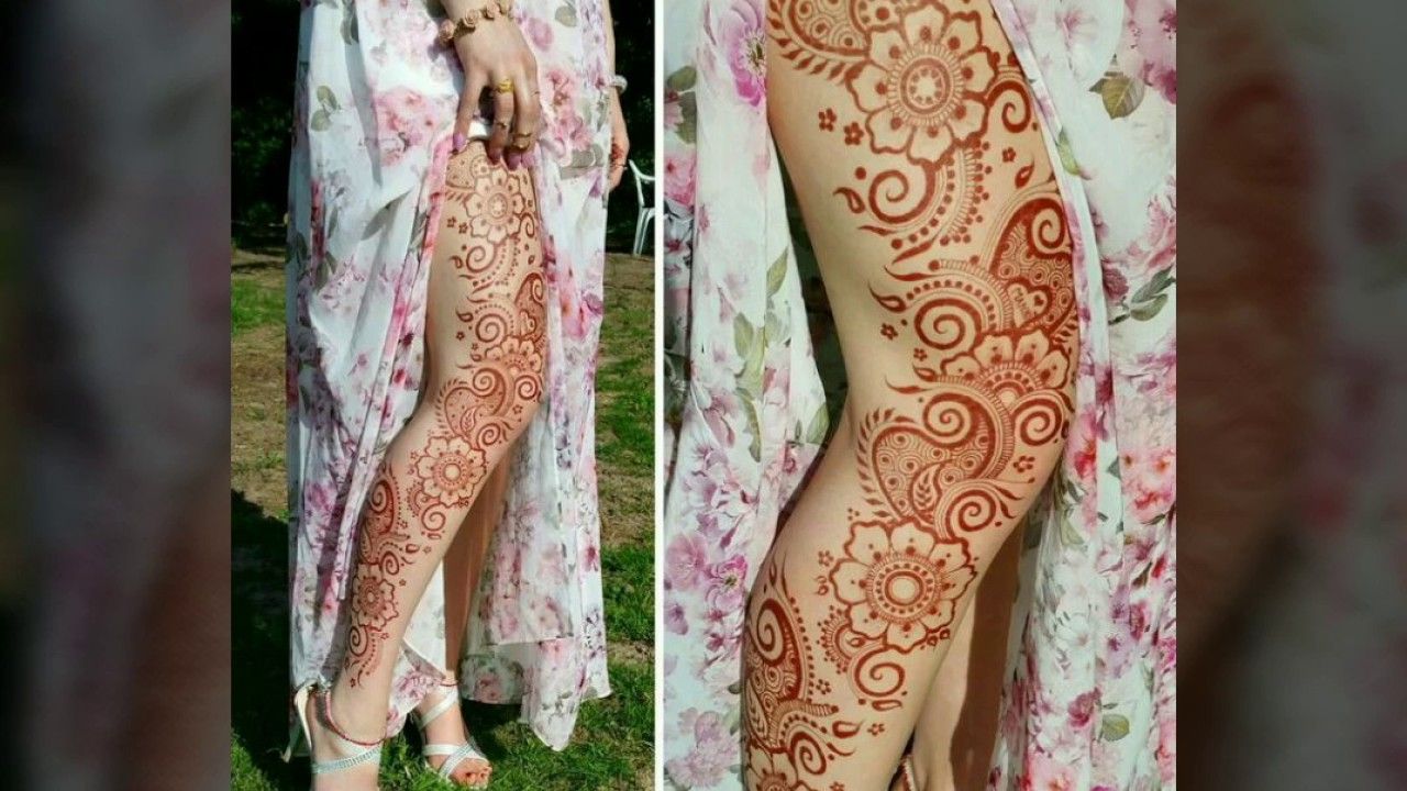 Henna Heavy detail full leg design Of legs