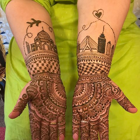 Henna Taj Mahal design of wrist