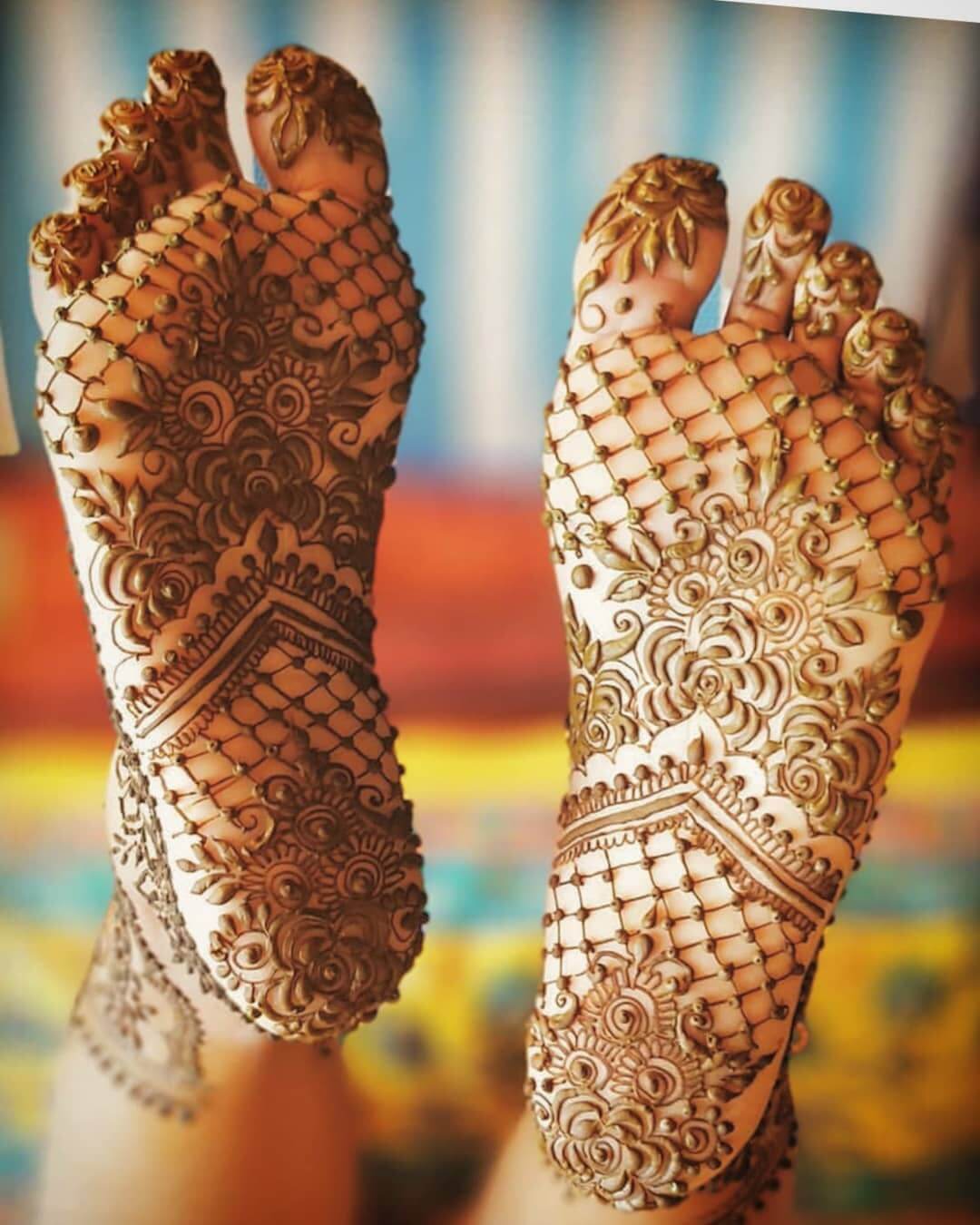 Henna design of foot sole
