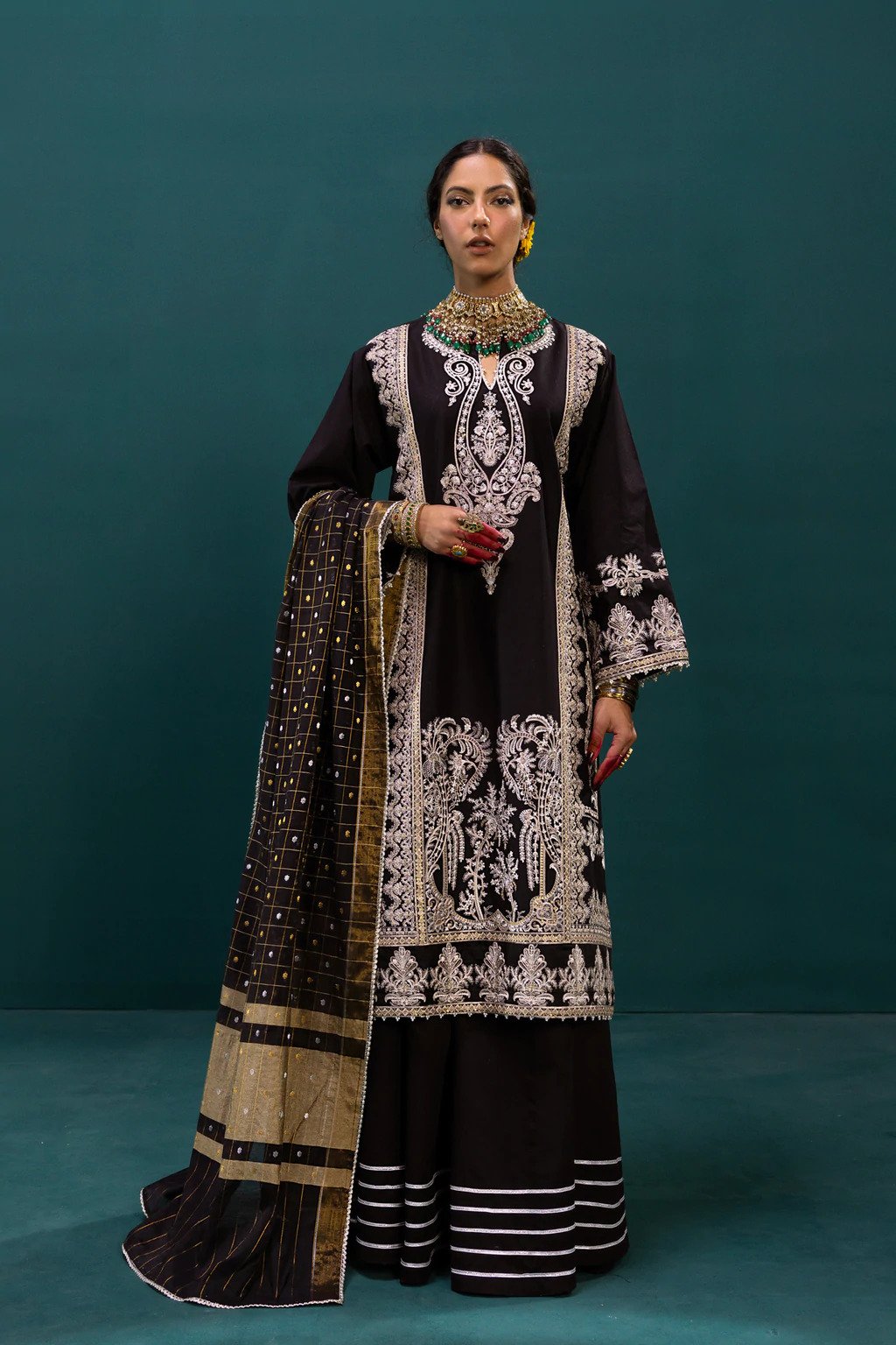 Black Embroidered Lawn 3Pc