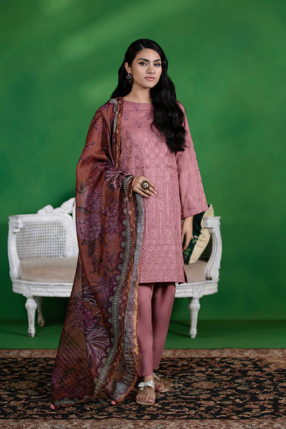 Embroidered Jacquard 3 Pc Suit