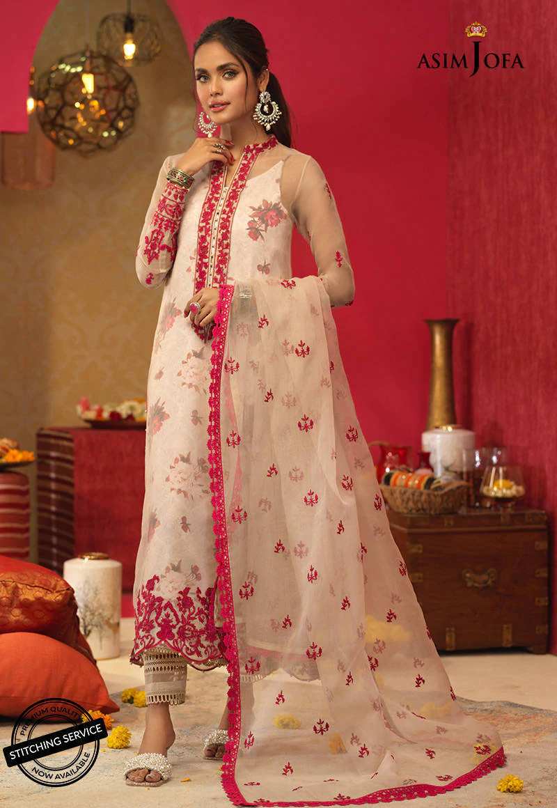 Embroidered organza color Gold 3 pc suit