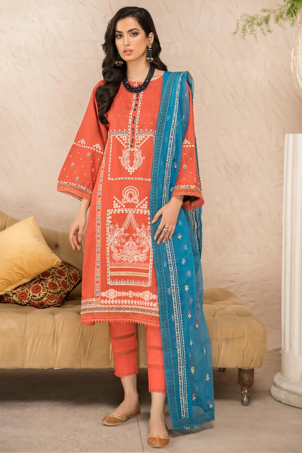 Lawn Embroidered 3 pc suit