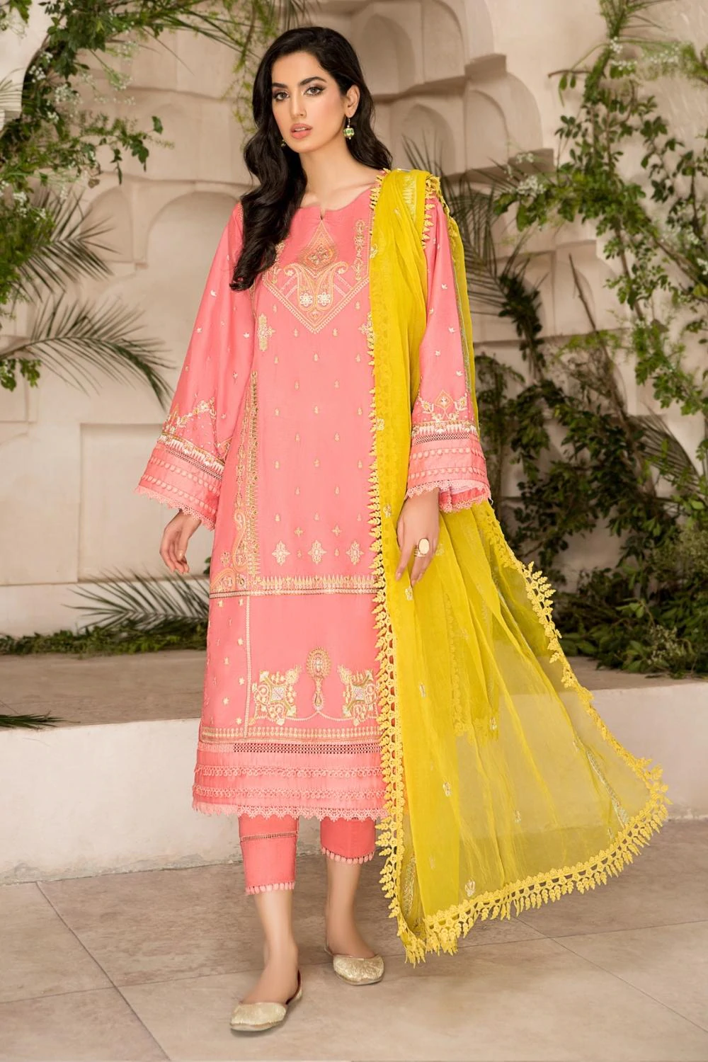 Organza Lawn Embroidered 3 pc suit