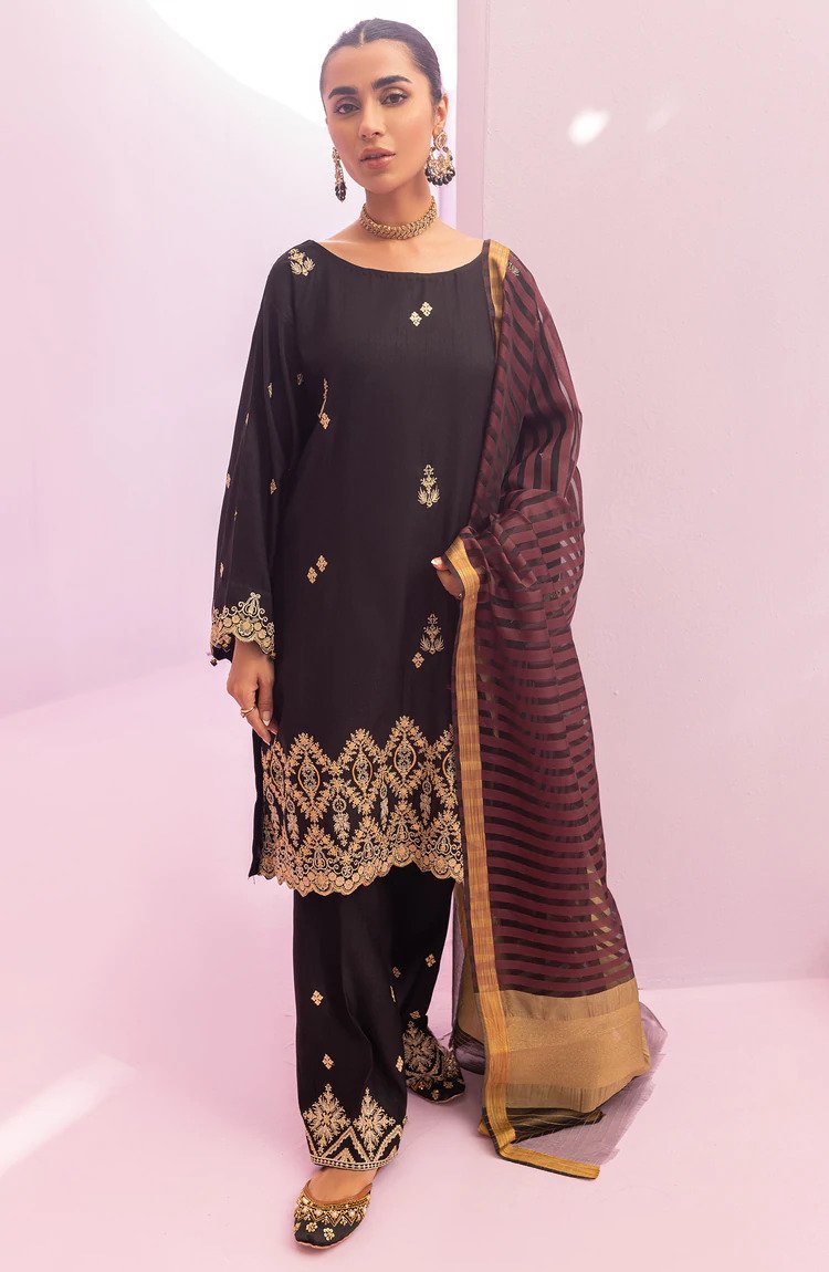 Orient Embroidered Raw Silk 3PC Suit