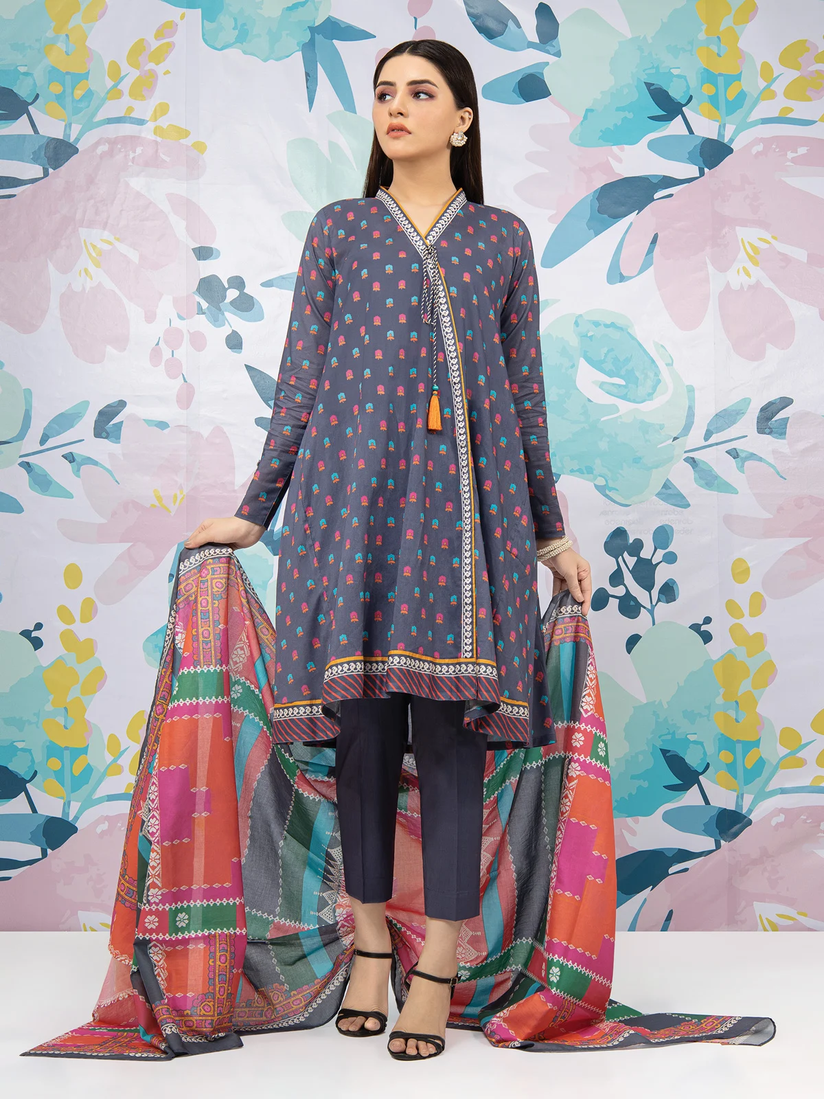 Printed Lawn Navy 3pc suit