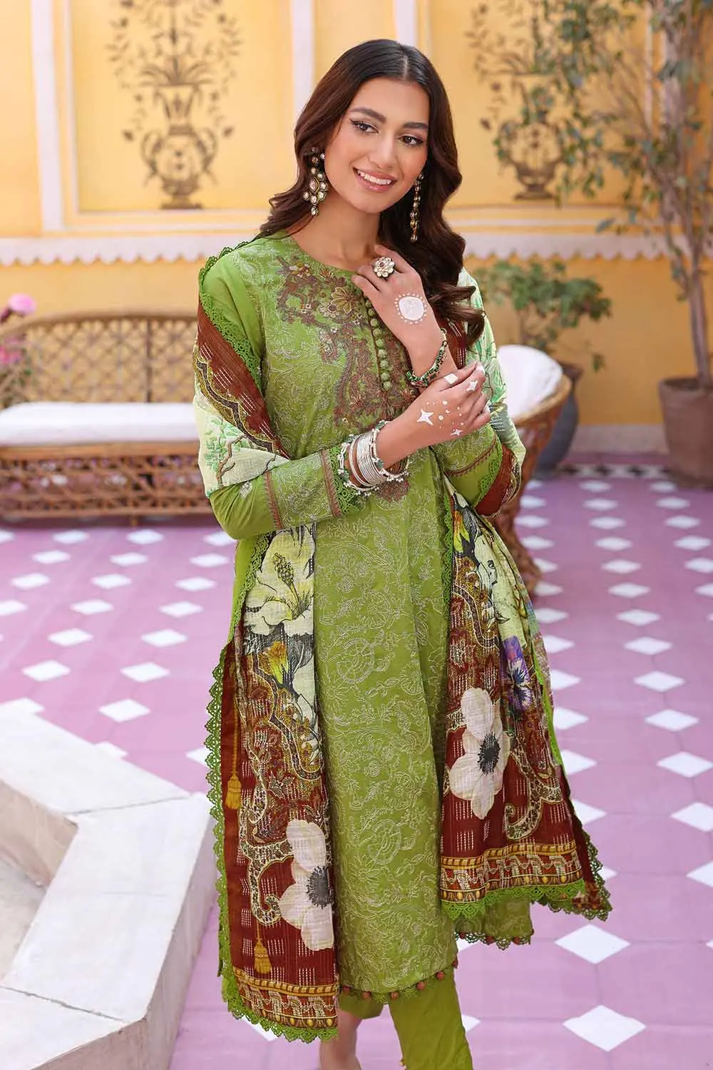 3PC Embroidered Lawn Unstitched Suit with Dobby Dupatta