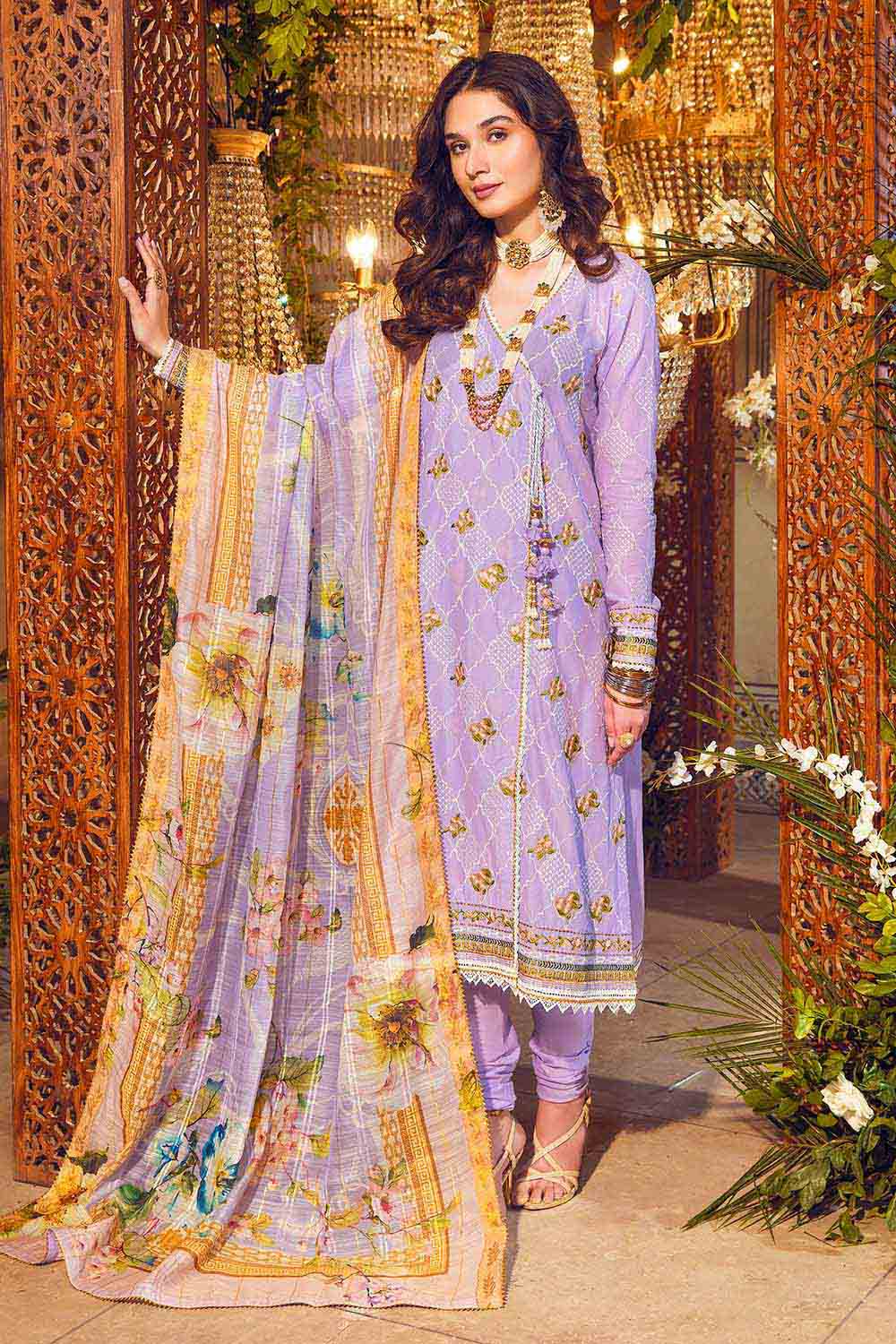 3PC Embroidered Lawn Unstitched Suit with Jacquard Dupatta