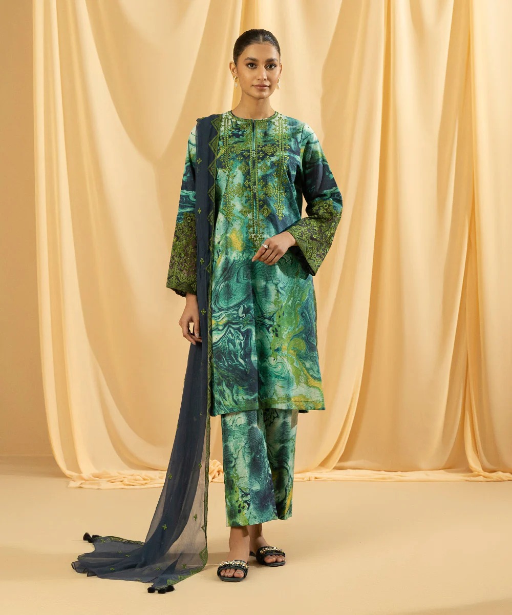 DIGITAL PRINTED EMBROIDERED TEXTURED LAWN 3pc SUIT