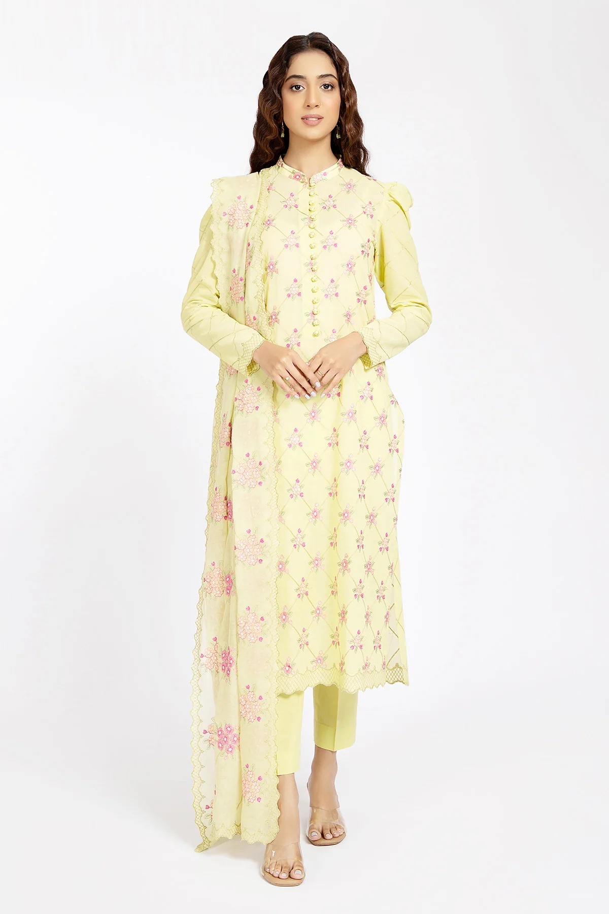 Dyed And Embroidered Cotton Lawn 3 piece