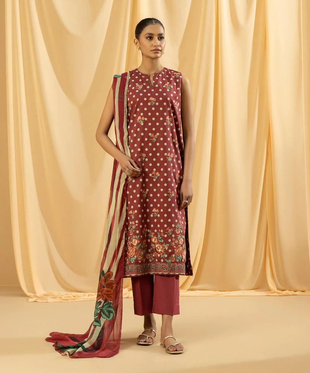 PRINTED EMBROIDERED TEXTURED LAWN3pc SUIT