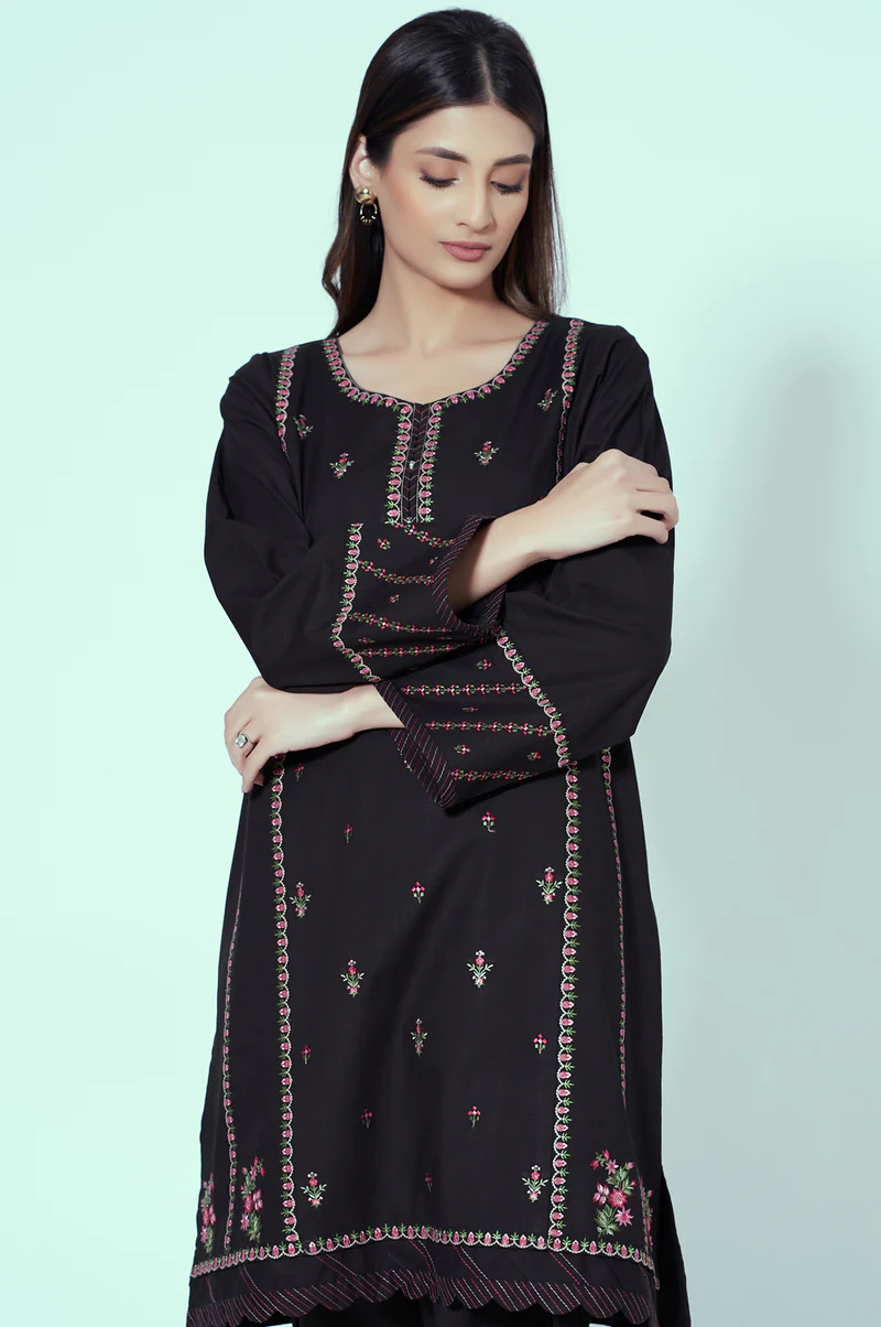 Stitched 2 Piece Embroidered Cambric Suit